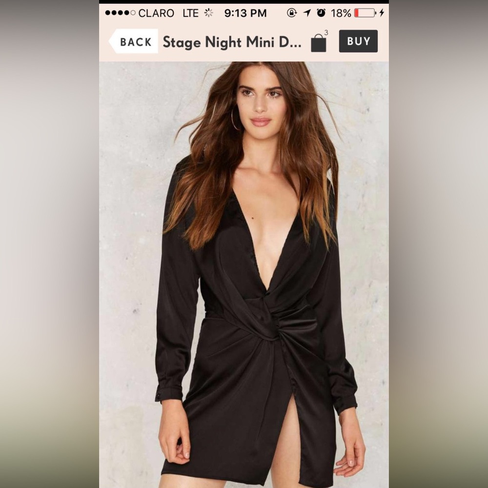 Cutout silk dress in black